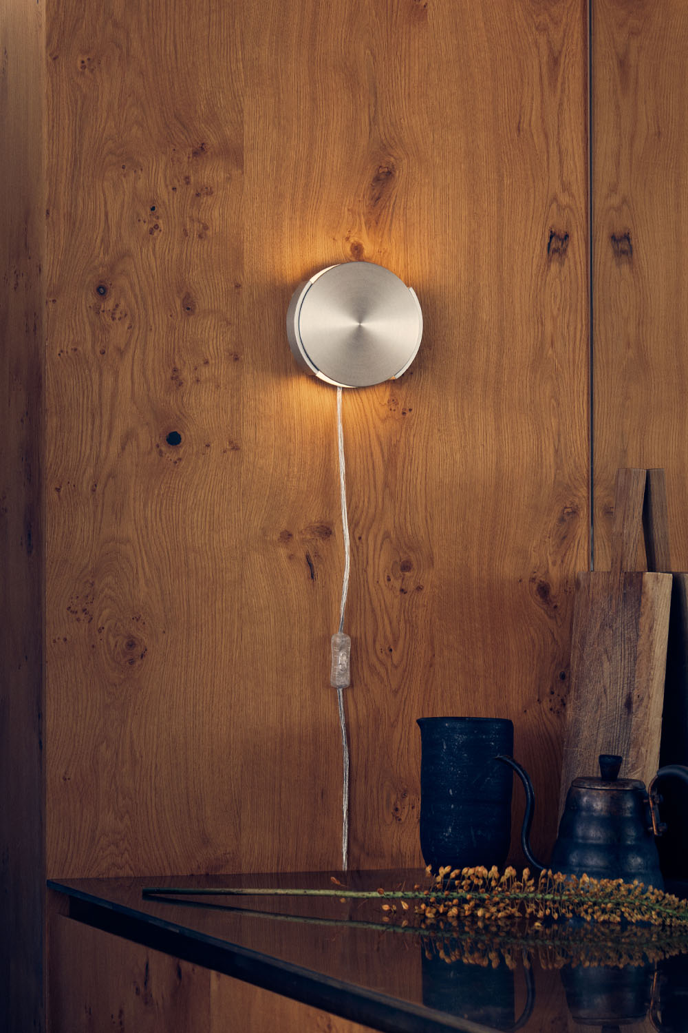 Ronde RVS lamp wand